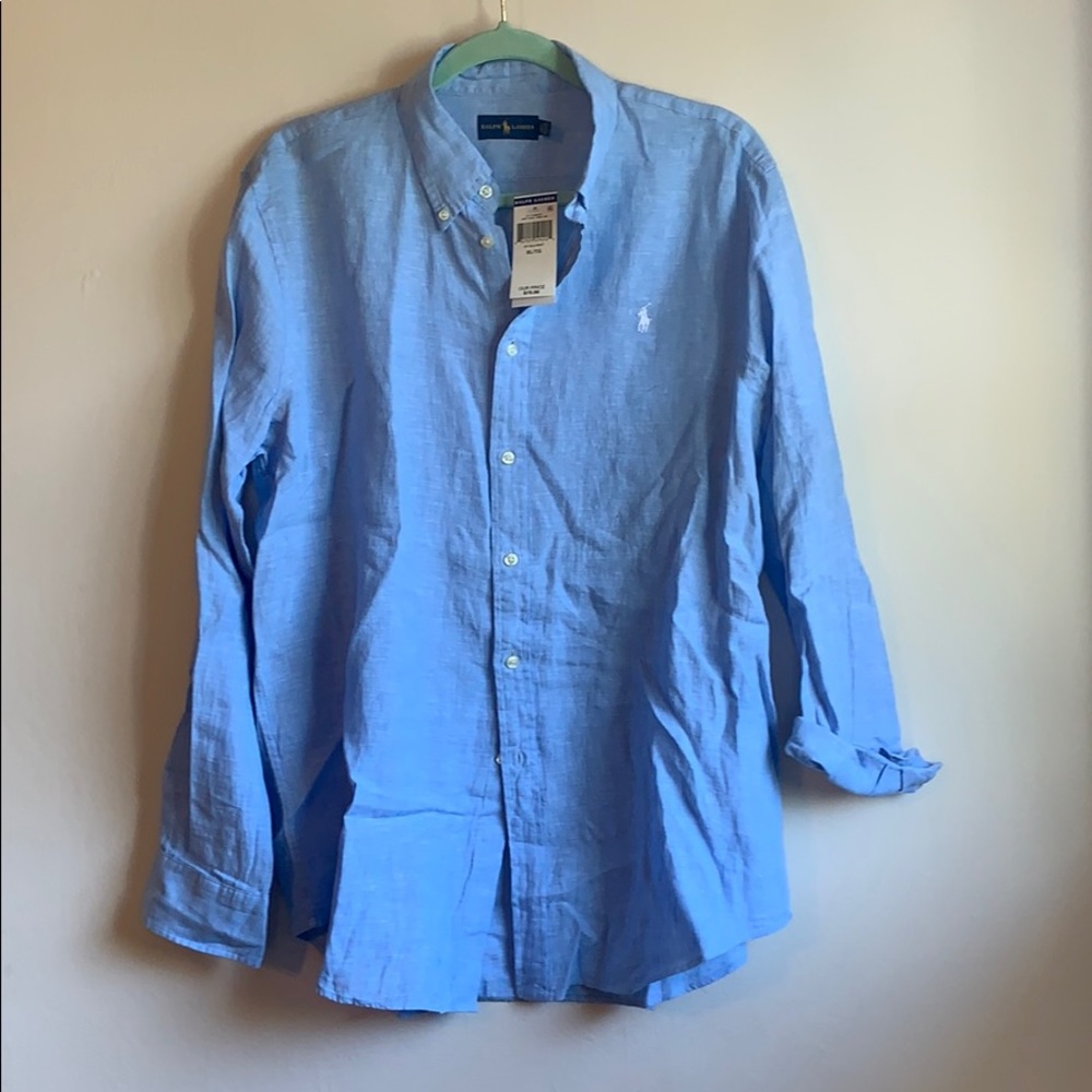 NWT Ralph Lauren Linen Shirt light blue XL